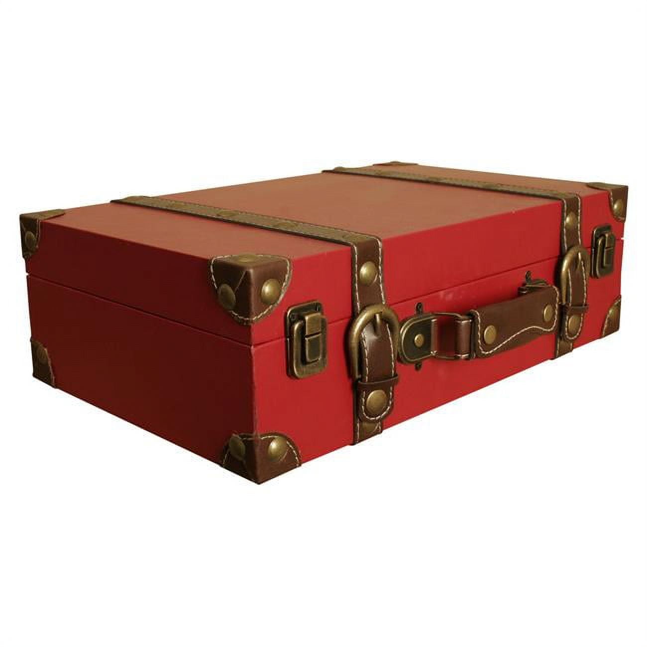 Faux Leather Suitcase Red