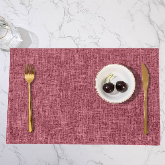 WOHAPY Upgrade Faux Leather Table Runner, Heat Resistant Placemat, Double Sided Mat for Dining Table Hot Pink