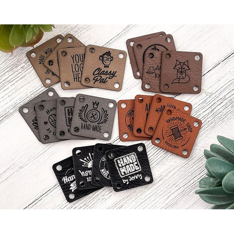  Personalized Leather Tag - Hand Made Mod. D - Knit or Crochet  Leather Tags for Handmade Items (Customized Text - 15 Pieces) : Office  Products