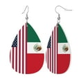 thumbnail image 1 of Faux Leather Teardrop Earrings America Mexico Flag Printed Dangle Earrings Lightweight Drop Earrings, 1 of 6