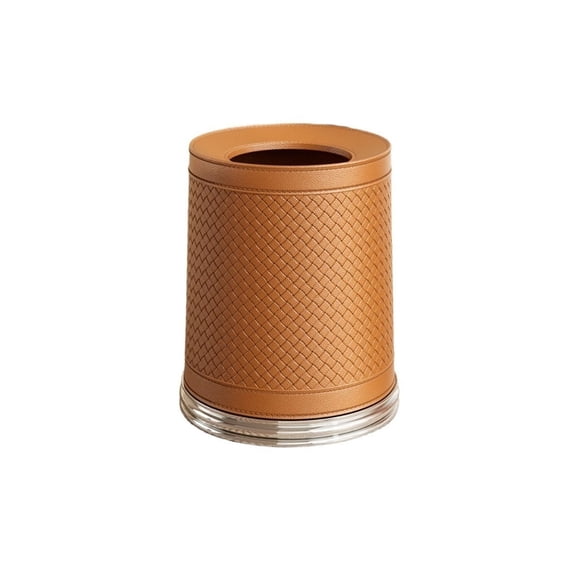 Faux Leather Textured Trash Can, Vintage Style Office Garbage Can for Kitchen