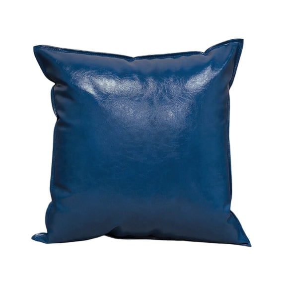 Faux Leather Throw Pillow Covers 18 X 18 Inches - Navy Blue Leather Pilow Covers Pack of 2, Solid Dyed Leather Pillowcases for Couch Bed Sofa Garden Home Decorative