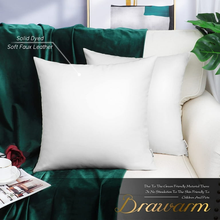 Faux Leather Throw Pillow Covers 18 X 18 Inches White Leather Pilow Cover Walmart