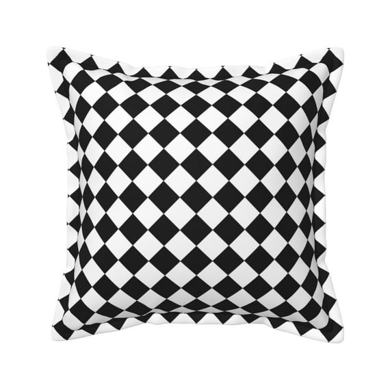 Faux Leather Throw Pillow Covers, Square Black White Plaid Decorative Pillow Covers for Couch Sofa Bed Living Room Home Garden, Pillow Cases with Invisible Zipper