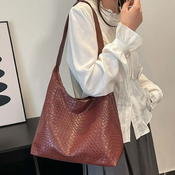 Leather Tote Bag for Women Top-Handle Shoulder Bag Large Capacity (Red One Size)