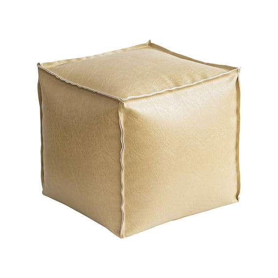 Faux Leather Unstuffed Pouf Ottoman –16*16*16in Square Floor Cushion Cover with Zipper Wear-Resistant & Easy to Clean Ideal for DIY Footrest or Home Storage