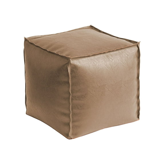 Faux Leather Unstuffed Pouf Ottoman –16*16*16in Square Floor Cushion Cover with Zipper Wear-Resistant & Easy to Clean Ideal for DIY Footrest or Home Storage