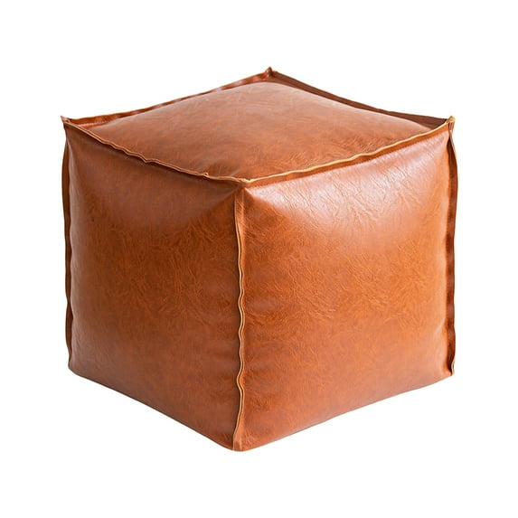 Faux Leather Unstuffed Pouf Ottoman –16*16*16in Square Floor Cushion Cover with Zipper Wear-Resistant & Easy to Clean Ideal for DIY Footrest or Home Storage
