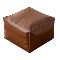 Faux Leather Unstuffed Pouf Ottoman with Zipper, Storage Ottoman, Foot Stool, Lazy Sofa, Rest Stool Under Desk, Stuffable Storage Dolls Old Blankets Clothes Pillows