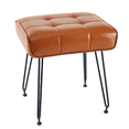 thumbnail image 1 of Ebenchico Faux Leather Upholstered Vanity Stool with 4 Metal Legs PU Footstools for Makeup Bedroom Entryway, Whiskey Brown, 1 of 13