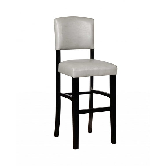 Benzara BM197263 Faux Leather Upholstered Wooden Bar Stool, Black & White - 45.25 x 18 x 19.5 in.