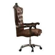 Faux Leather Upholstered Wooden Executive Chair With Swivel Cherry Oak Brown - Saltoro Sherpi