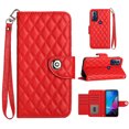 thumbnail image 1 of Faux Leather Wallet Case Compatible with Motorola Moto G Play 2023 | Classic Wrist Strap Flip Case | Ultra Slim Card Slots Stand Function Shockproof Phone Cover for Motorola Moto G Play 2023 - Red, 1 of 7
