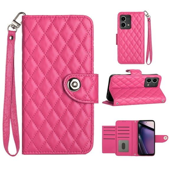 Faux Leather Wallet Case Compatible with Motorola Moto G Stylus 5G 2023 | Classic Wrist Strap Flip Case | Ultra Slim Card Slots Stand Function Shockproof Phone Cover for Moto G Stylus 5G 2023 - Rose