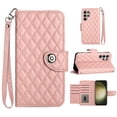 thumbnail image 1 of Faux Leather Wallet Case Compatible with Samsung Galaxy S22 Ultra | Classic Wrist Strap Flip Case | Ultra Slim Card Slots Stand Function Shockproof Phone Cover for Samsung Galaxy S22 Ultra - Coralpink, 1 of 7
