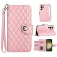 thumbnail image 1 of Faux Leather Wallet Case Compatible with Samsung Galaxy S22 Ultra | Classic Wrist Strap Flip Case | Ultra Slim Card Slots Stand Function Shockproof Phone Cover for Samsung Galaxy S22 Ultra - Pink, 1 of 7