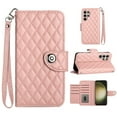 thumbnail image 1 of Faux Leather Wallet Case Compatible with Samsung Galaxy S24 Ultra | Classic Wrist Strap Flip Case | Ultra Slim Card Slots Stand Function Shockproof Phone Cover for Samsung Galaxy S24 Ultra - Coralpink, 1 of 7
