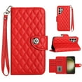 thumbnail image 1 of Faux Leather Wallet Case Compatible with Samsung Galaxy S24 Ultra | Classic Wrist Strap Flip Case | Ultra Slim Card Slots Stand Function Shockproof Phone Cover for Samsung Galaxy S24 Ultra - Red, 1 of 7