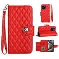 thumbnail image 1 of Faux Leather Wallet Case Compatible with iPhone 13 Pro | Classic Wrist Strap Flip Case | Ultra Slim Card Slots Stand Function Shockproof Phone Cover for iPhone 13 Pro - Red, 1 of 7