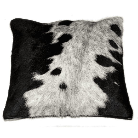 Faux Leather and Cowhide Skin Pillow Cover – 15x15 Inch Natural Goatskin Cushion with Zipper Closure – Celestial Leather London