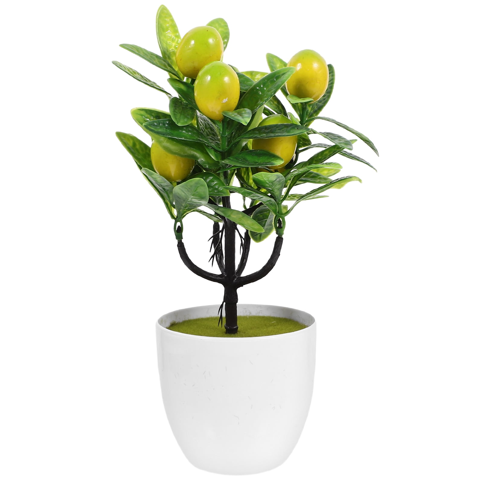Faux Lemon Potted Plant Simulation Trees Bonsais Plastic Foam Green