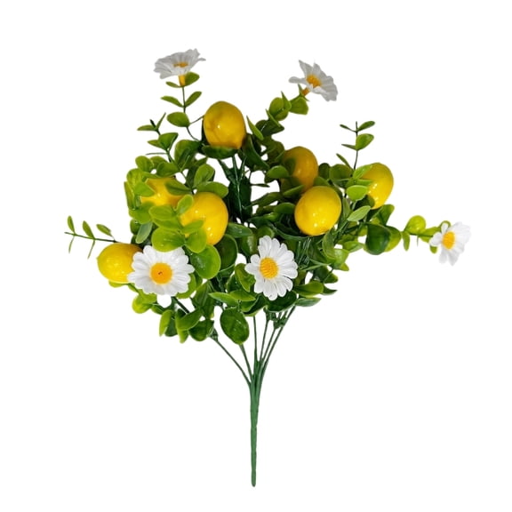 Faux Lemon Tree Branches, Artificial Yellow Fruit Greenery Stems for Modern Living Room Decor, Realistic Simulated Lemon Twigs for Table Centerpieces, 4 Pcs