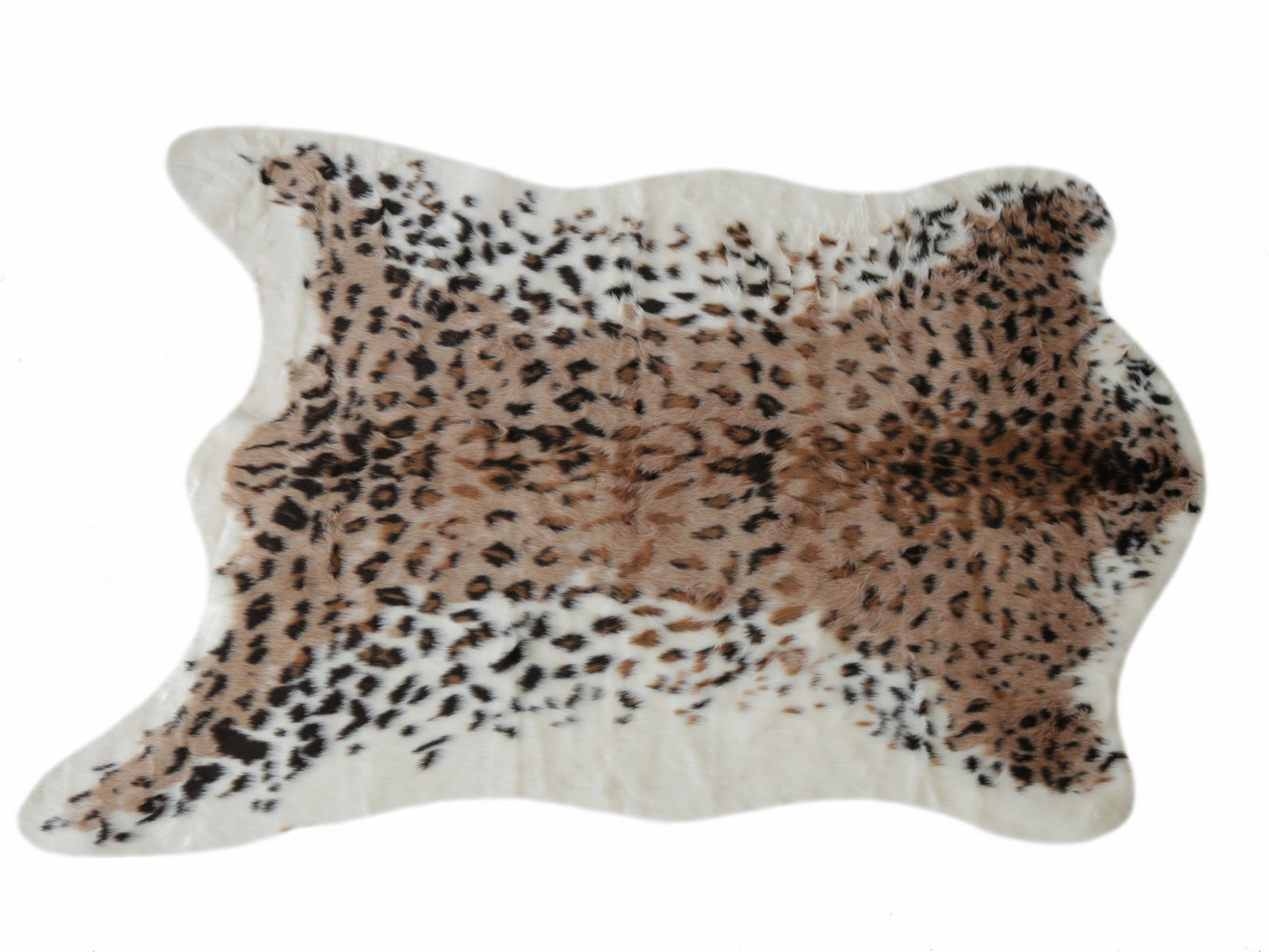 51" x 60" Faux Leopard Hide Black and Brown Area Rug