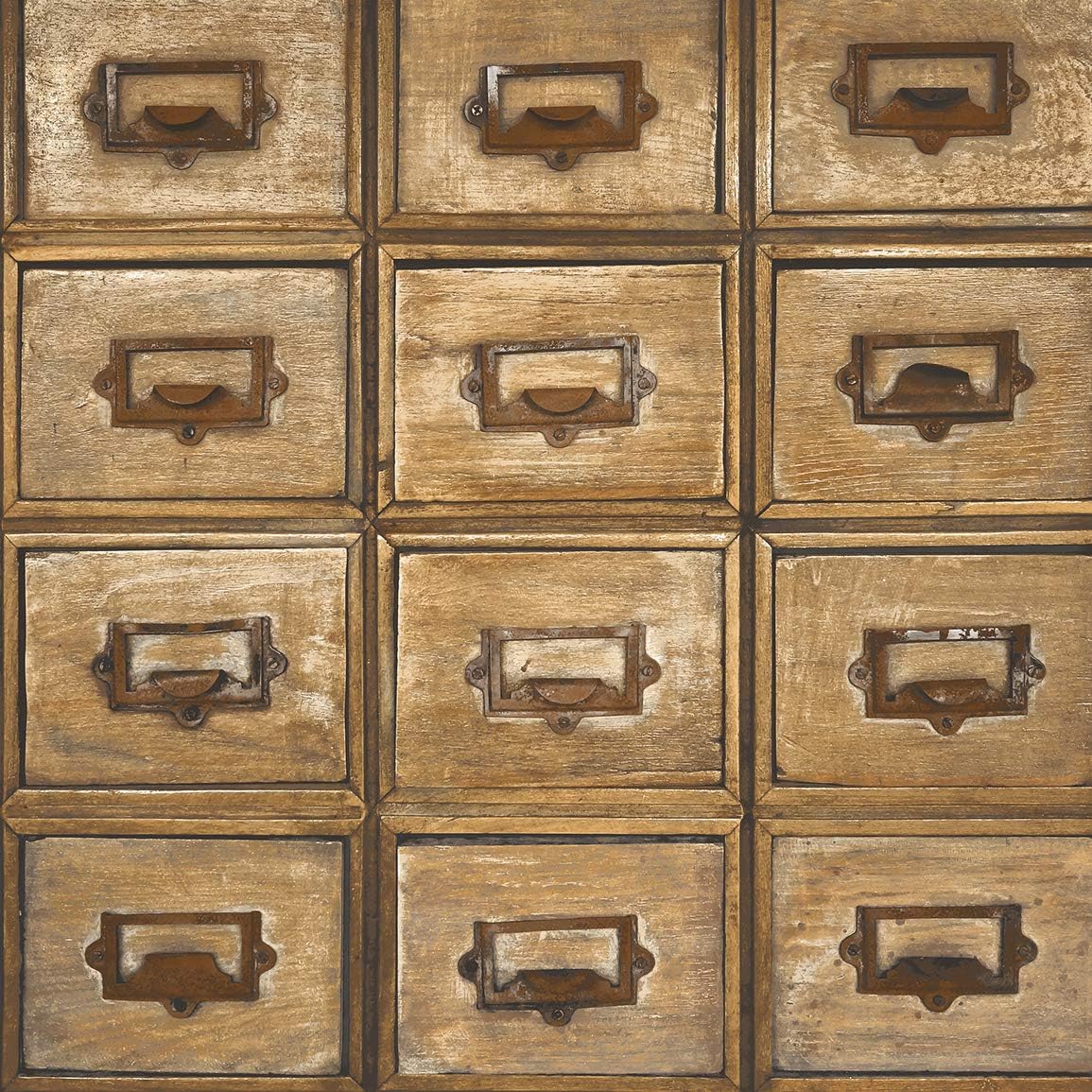 Faux Library Card Catalog Peel and Stick Wallpaper