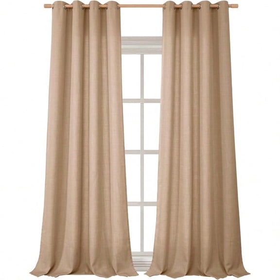 Faux Linen Curtains 95 Inches Long Set of 2 Panels Living Room Long Curtains Burlap Textured Thick Light Filtering Privacy Grommet Window Treatments 52 x 95 Inch Tan