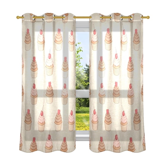 Linken Roo Faux Linen Decorative Curtains with Grommet 2 Panels for Bedroom Living ...