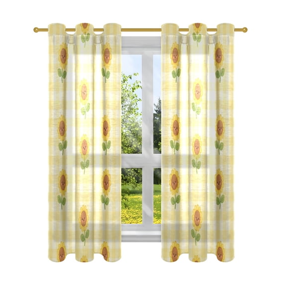 Linken Roo Faux Linen Decorative Curtains with Grommet 2 Panels for Bedroom Living ...