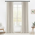 thumbnail image 1 of 100% Blackout Faux Linen Curtains for Livingroom Bedroom W50 X L63,2 Panels Set Thermal Insulated Curtains With Free 20 Ring Clips - Cream, 1 of 5