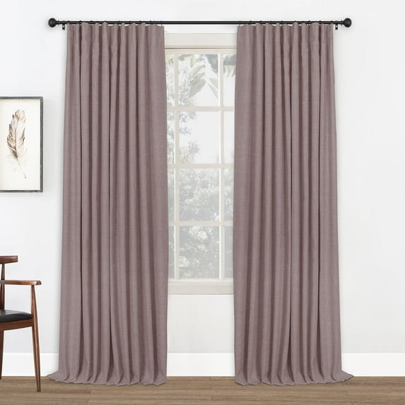 Rose Home Fashion Modern Light Coral Solid Print Ring Clip Blackout Valances, 50" x 63" (2 Panels)