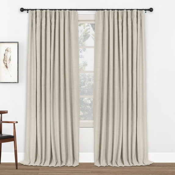 Faux Linen Full Blackout Curtains for Livingroom Bedroom , With Free 20 Ring Clips,2 Panels Set - NewNatural, W50 X L108