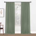 thumbnail image 1 of Faux Linen Full Blackout Curtains for Livingroom Bedroom , With Free 20 Ring Clips,2 Panels Set - SageGreen, W50 X L90, 1 of 7