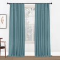 thumbnail image 1 of Faux Linen Full Blackout Curtains for Livingroom Bedroom , With Free 20 Ring Clips,2 Panels Set - Teal, W50 X L120, 1 of 7