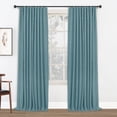 thumbnail image 1 of Faux Linen Full Blackout Curtains for Livingroom Bedroom , With Free 20 Ring Clips,2 Panels Set - Teal, W50 X L84, 1 of 7
