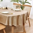 thumbnail image 1 of Faux Linen Oval Tablecloth Heavy Duty Wrinkle Resistant Fabric Table Cloths 60 x 102 Inch Flaxen Farmhouse Rustic Table Cover for Kitchen Dining Indoor Outdoor Tabletop Decoration, 1 of 6