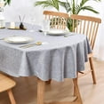 thumbnail image 1 of Faux Linen Oval Tablecloth Heavy Duty Wrinkle Resistant Fabric Table Cloths 60 x 102 Inch Grey Farmhouse Rustic Table Cover for Kitchen Dining Indoor Outdoor Tabletop Decoration, 1 of 6