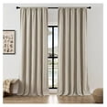 thumbnail image 1 of Faux Linen Pinch Pleated Curtains 90 Inch Length, Light Filtering Curtains 90 Inches Long for Bedroom Living Room, Semi Sheer Privacy Curtains 90 Inch Length Rod Pockets(52x90 inch, Linen), 1 of 7