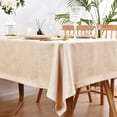 thumbnail image 1 of Faux Linen Rectangle Tablecloth Heavy Duty Wrinkle Resistant Fabric Table Cloths 60 x 102 Inch Beige Farmhouse Oblong Table Cover for Kitchen Dining Indoor Outdoor Tabletop Decoration, 1 of 6