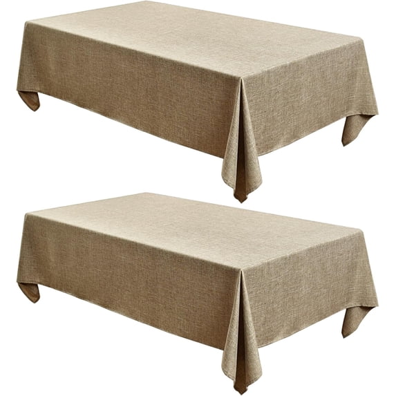Faux Linen Rectangle Tablecloths 60 x 120 Inch - 2 Pack Khaki Table ...