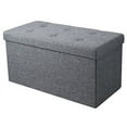 thumbnail image 1 of Faux Linen Storage Bench - Small, Gray, 1 of 5