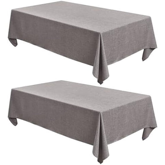 Faux Linen Table Clothes 2 Pack, Faux Burlap Fabric Tablecloths for Rectangle Tables, Rustic Holiday Table Covers for Kitchen Dining, Party, Farmhouse (Stone, 54 x 78 Inch)