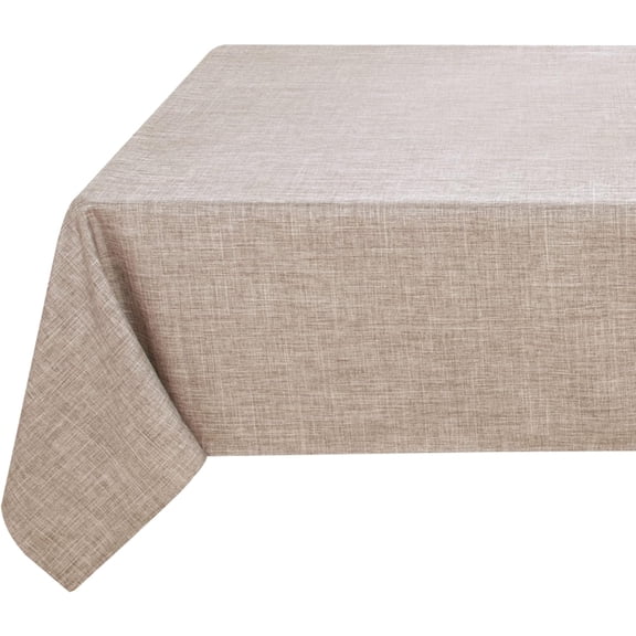 Faux Linen Tablecloth Rectangle 60 x 120 Inch - Rustic Fabric Table Cloth for 8 Foot Tables, Nature Faux Burlap Table Cover for Kitchen Dining, Party, Farmhouse