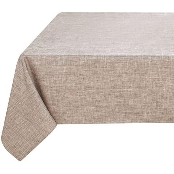 Faux Linen Tablecloth Rectangle 60 x 84 Inch - Fabric Neutral Table Cloth for 6 Foot Tables, Nature Faux Burlap Kitchen Table Cover for Dining, Party, Farmhouse, Outdoor Picnic, Camping