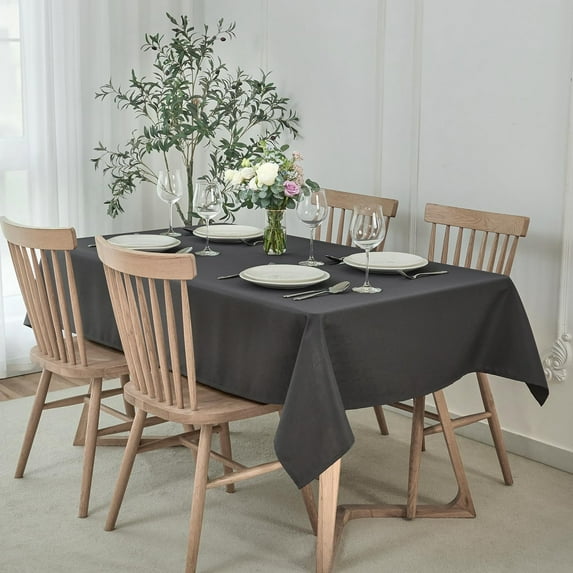 Faux Linen Texture Tablecloth Stain Resistant Waterproof, Wrinkle Resistant Table Cloth, Fabric Table Cover for Dining Room, Indoor and Outdoor Use, Rectangle 60 x 120 Inch, Charcoal