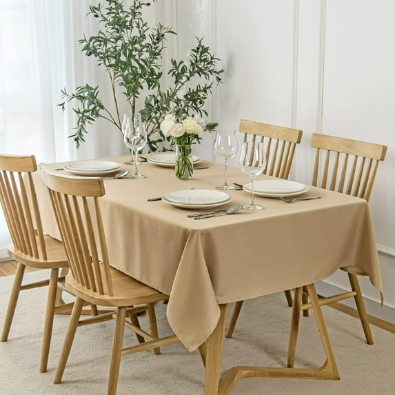 Faux Linen Texture Tablecloth Stain Resistant Waterproof, Wrinkle Resistant Washable Table Cloth, Fabric Table Cover for Dining Room, Indoor and Outdoor Use, Rectangle 60 x 120 Inch, Beige