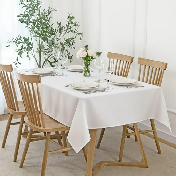 Faux Linen Texture Tablecloth Stain Resistant Waterproof, Wrinkle Resistant Washable Table Cloth, Fabric Table Cover for Dining Room, Indoor and Outdoor Use, Rectangle 60 x 120 Inch, White