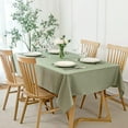 thumbnail image 1 of Faux Linen Textured Rectangle Tablecloth Water Resistant Wrinkle Free Spill-Proof, Soft Table Cloth for Dining Room Decoration, Banquet Parties Event Holiday Dinner, 60 x 84 Inch Sage Green, 1 of 5